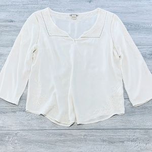 Lucky Brand Embroidered Linen Blouse
